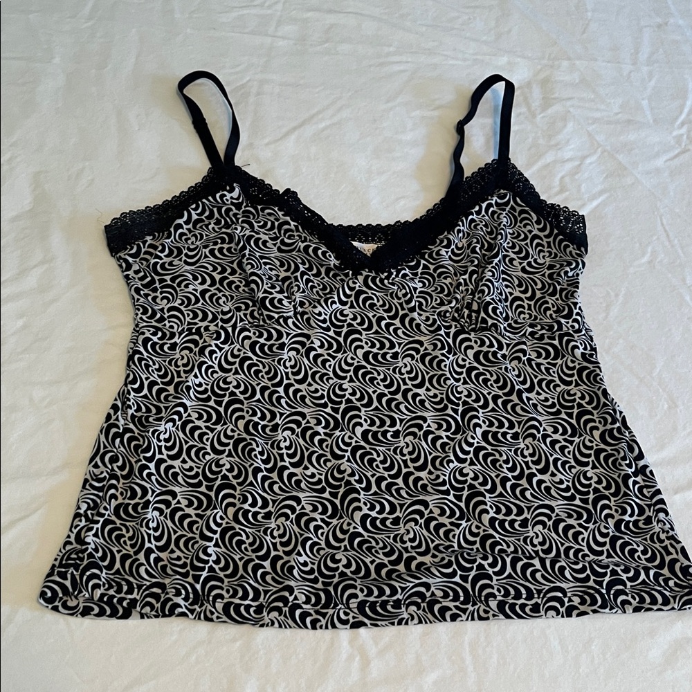 White House Black Market Black Lace Trim Top